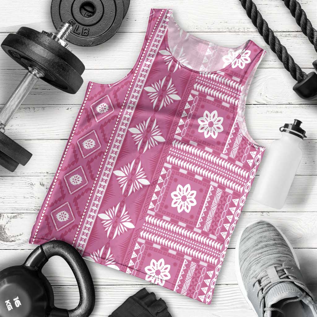 Fiji Masi All Pink Men Tank Top Tapa Pattern - Polynesian Pride