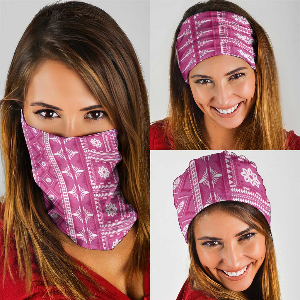 Fiji Masi All Pink Neck Gaiter Tapa Pattern LT01 - Polynesian Pride