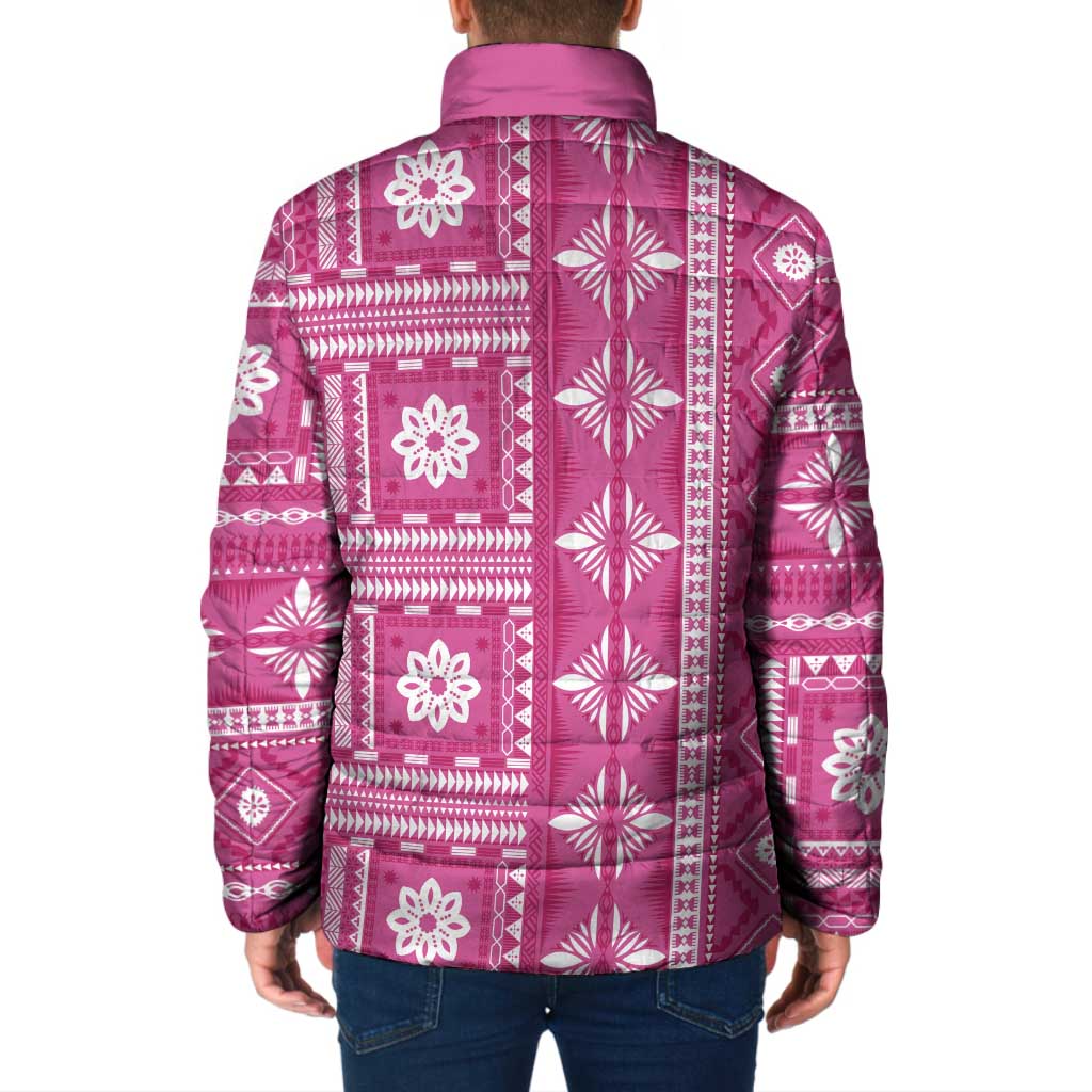 Fiji Masi All Pink Padded Jacket Tapa Pattern - Polynesian Pride
