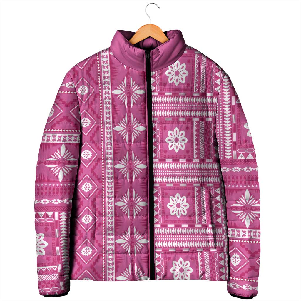 Fiji Masi All Pink Padded Jacket Tapa Pattern - Polynesian Pride