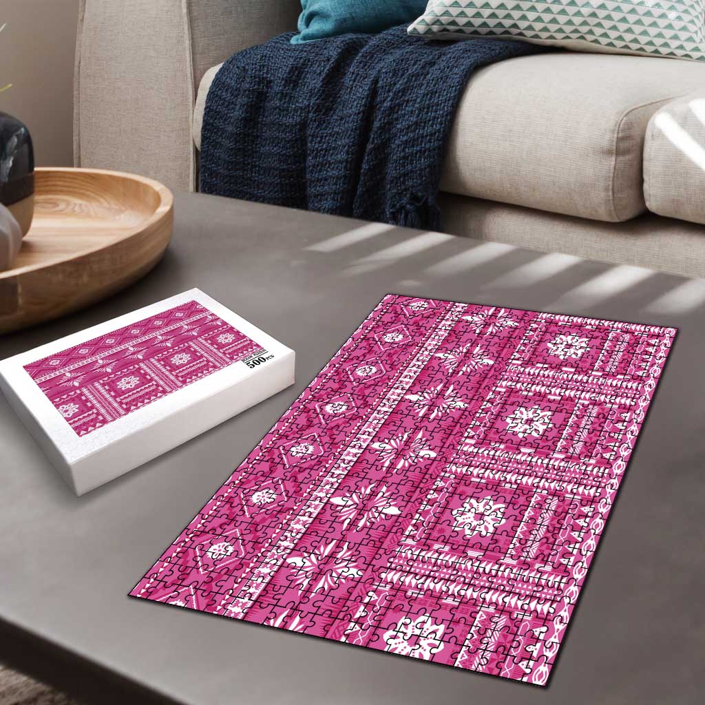 Fiji Masi All Pink Puzzle Tapa Pattern - Polynesian Pride