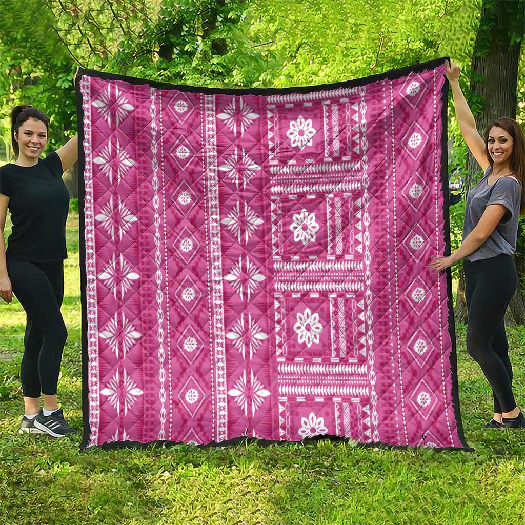 Fiji Masi All Pink Quilt Tapa Pattern - Polynesian Pride