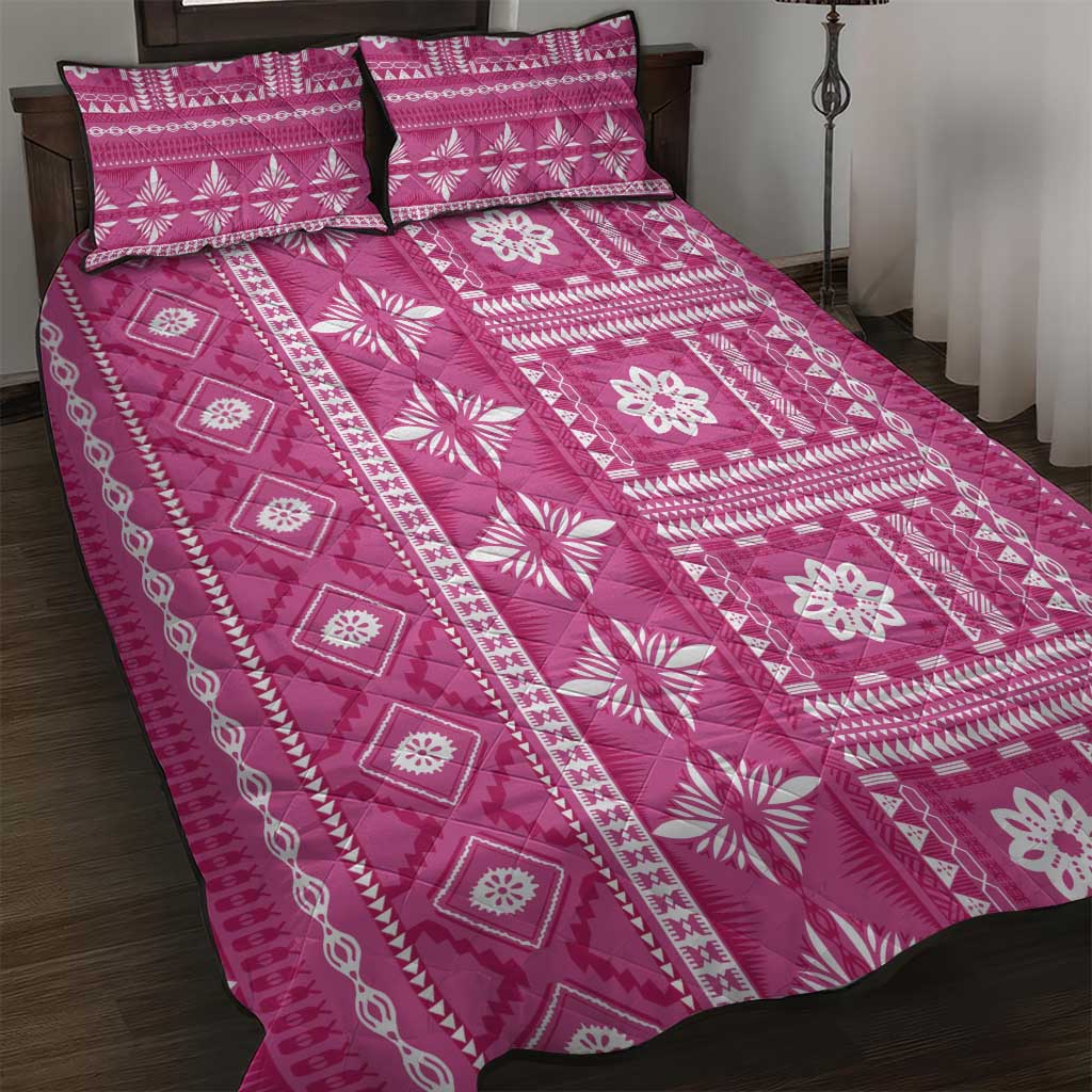 Fiji Masi All Pink Quilt Bed Set Tapa Pattern - Polynesian Pride