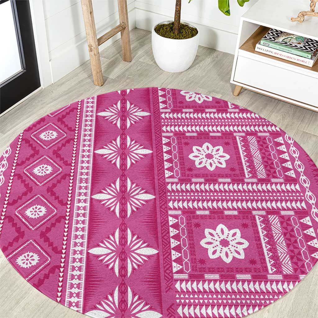 Fiji Masi All Pink Round Carpet Tapa Pattern - Polynesian Pride