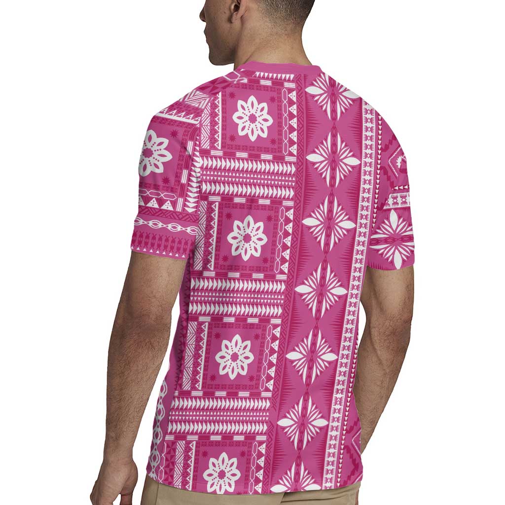Fiji Masi All Pink Rugby Jersey Tapa Pattern - Polynesian Pride