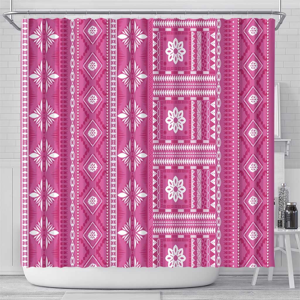 Fiji Masi All Pink Shower Curtain Tapa Pattern - Polynesian Pride