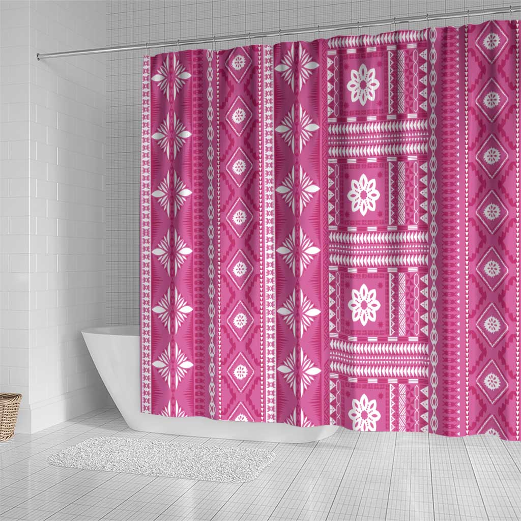 Fiji Masi All Pink Shower Curtain Tapa Pattern - Polynesian Pride