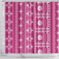 Fiji Masi All Pink Shower Curtain Tapa Pattern - Polynesian Pride