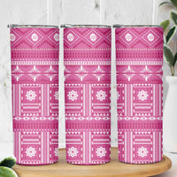Fiji Masi All Pink Skinny Tumbler Tapa Pattern - Polynesian Pride