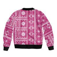 Fiji Masi All Pink Sleeve Zip Bomber Jacket Tapa Pattern LT01 - Polynesian Pride