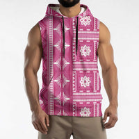 Fiji Masi All Pink Sleeveless Hoodie Tapa Pattern - Polynesian Pride