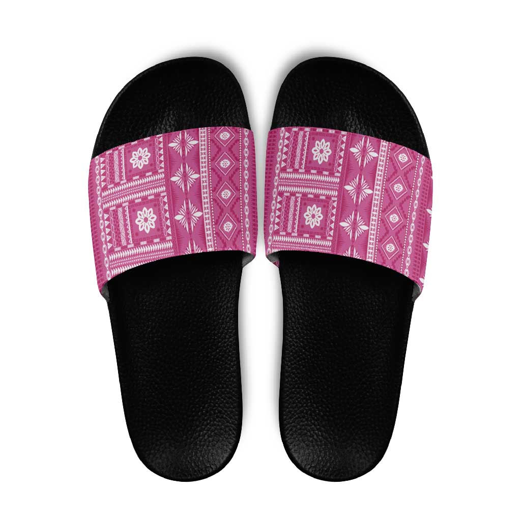 Fiji Masi All Pink Slide Sandals Tapa Pattern LT01 Pink - Polynesian Pride