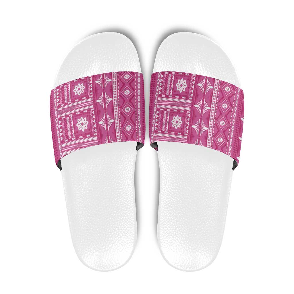 Fiji Masi All Pink Slide Sandals Tapa Pattern LT01 Pink - Polynesian Pride