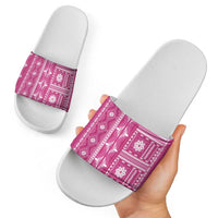 Fiji Masi All Pink Slide Sandals Tapa Pattern LT01 - Polynesian Pride