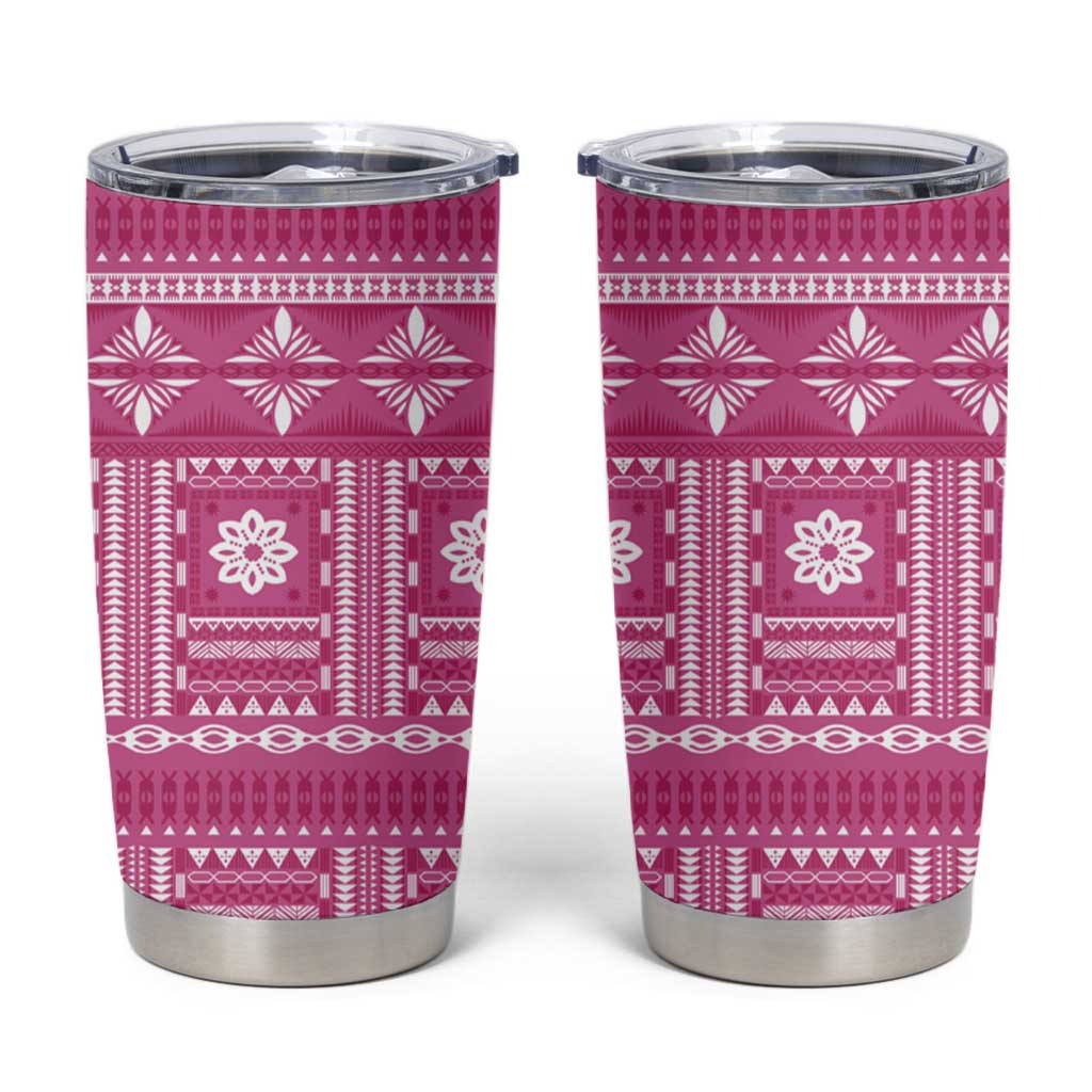 Fiji Masi All Pink Tumbler Cup Tapa Pattern - Polynesian Pride