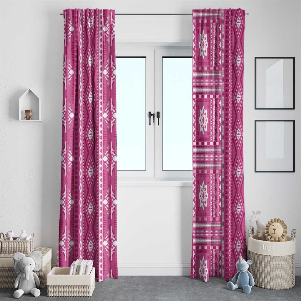 Fiji Masi All Pink Window Curtain Tapa Pattern - Polynesian Pride