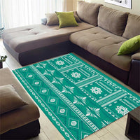 Fiji Masi All Teal Area Rug Tapa Pattern LT01 - Polynesian Pride
