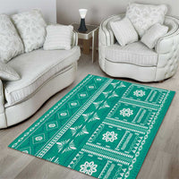 Fiji Masi All Teal Area Rug Tapa Pattern LT01 - Polynesian Pride