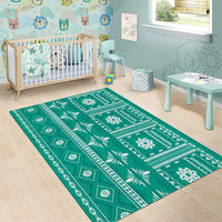 Fiji Masi All Teal Area Rug Tapa Pattern LT01 - Polynesian Pride