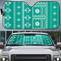 Fiji Masi All Teal Auto Sun Shade Tapa Pattern - Polynesian Pride