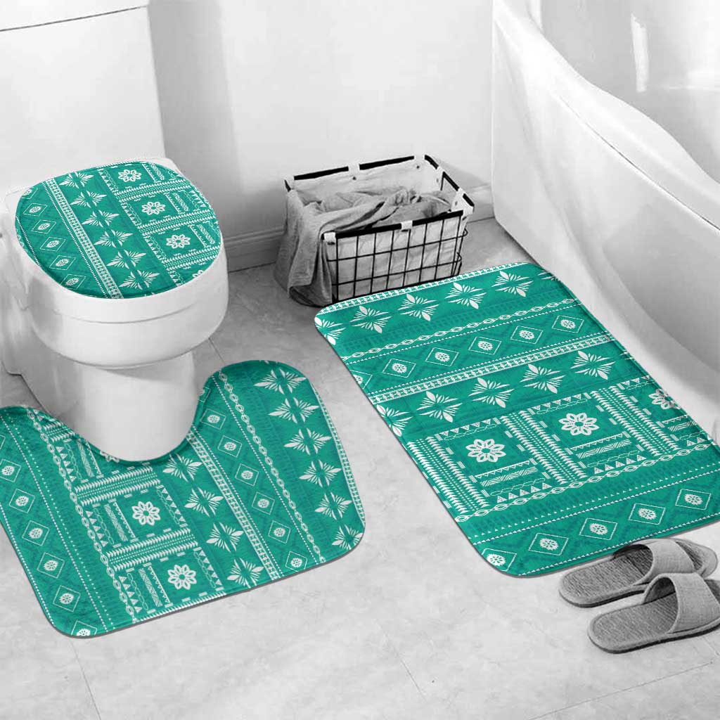 Fiji Masi All Teal Bathroom Set Tapa Pattern - Polynesian Pride