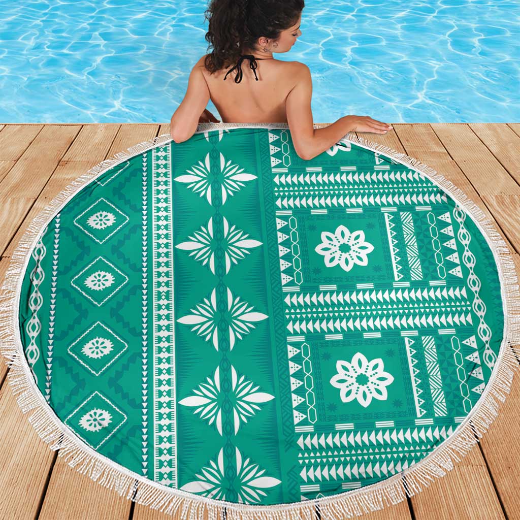 Fiji Masi All Teal Beach Blanket Tapa Pattern LT01 - Polynesian Pride
