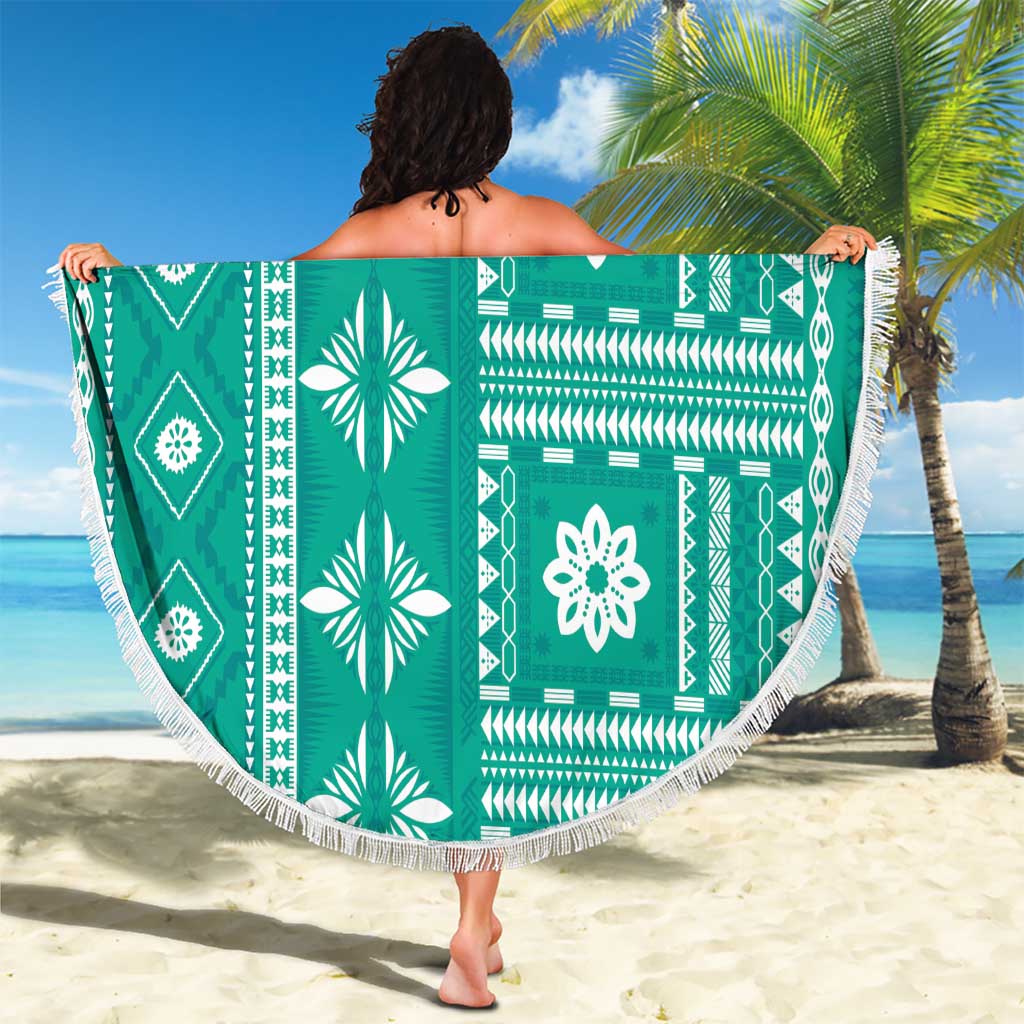 Fiji Masi All Teal Beach Blanket Tapa Pattern LT01 - Polynesian Pride