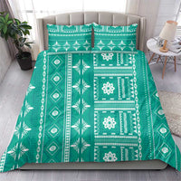 Fiji Masi All Teal Bedding Set Tapa Pattern - Polynesian Pride