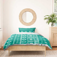 Fiji Masi All Teal Bedding Set Tapa Pattern - Polynesian Pride