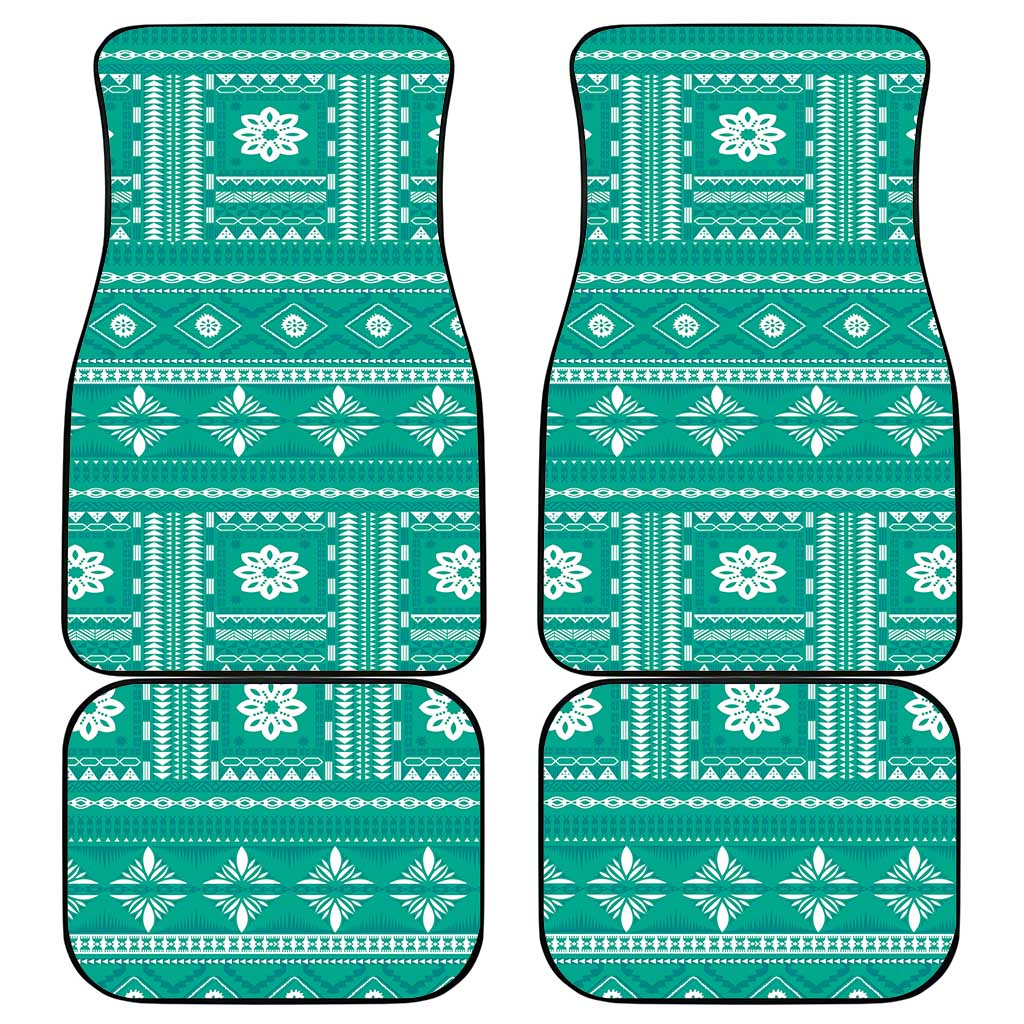 Fiji Masi All Teal Car Mats Tapa Pattern LT01 - Polynesian Pride