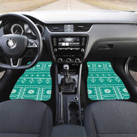 Fiji Masi All Teal Car Mats Tapa Pattern LT01 Set 2pcs - Front Teal - Polynesian Pride
