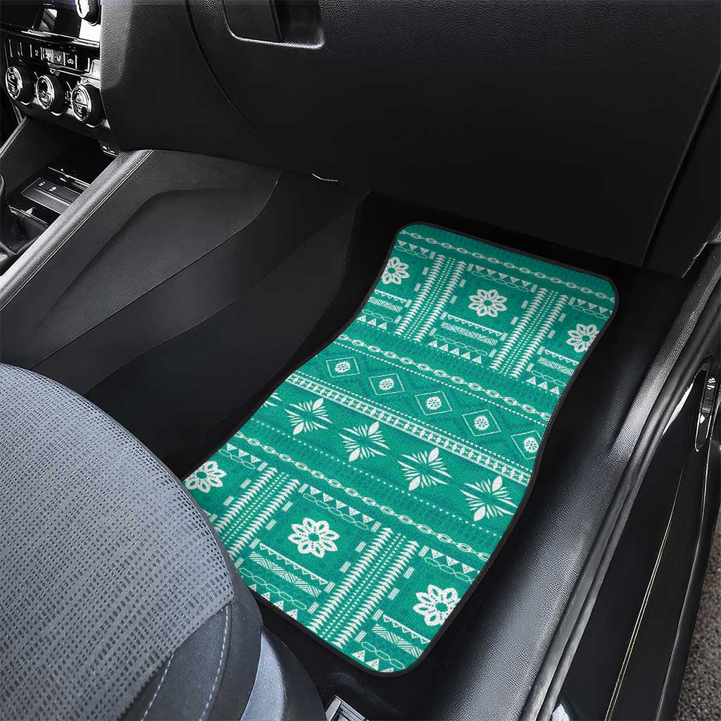 Fiji Masi All Teal Car Mats Tapa Pattern LT01 - Polynesian Pride