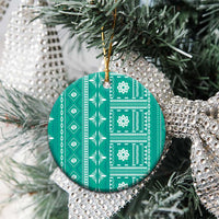 Fiji Masi All Teal Ceramic Ornament Tapa Pattern LT01 - Polynesian Pride