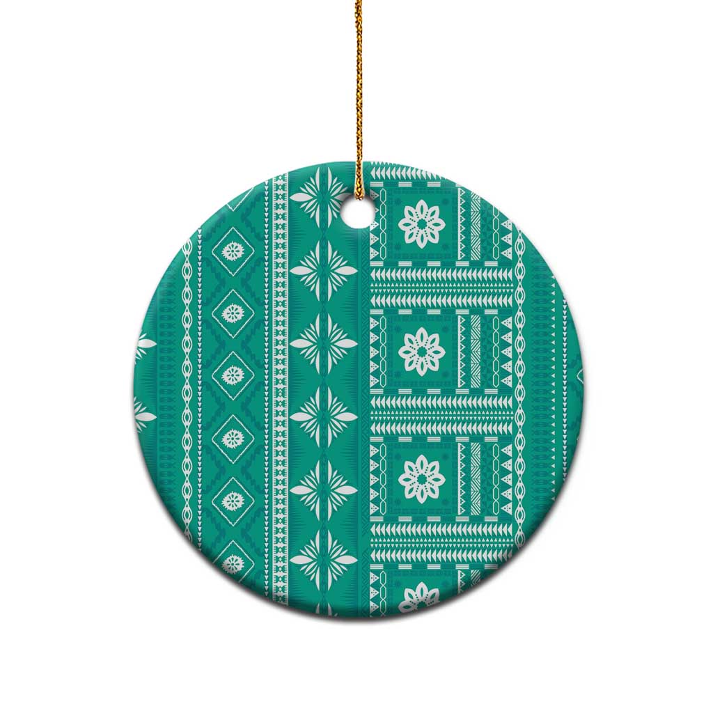 Fiji Masi All Teal Ceramic Ornament Tapa Pattern LT01 - Polynesian Pride