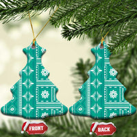 Fiji Masi All Teal Ceramic Ornament Tapa Pattern LT01 Christmas Tree Teal - Polynesian Pride