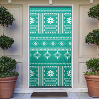 Fiji Masi All Teal Door Cover Tapa Pattern - Polynesian Pride