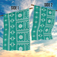 Fiji Masi All Teal Garden Flag Tapa Pattern - Polynesian Pride
