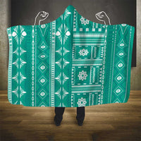 Fiji Masi All Teal Hooded Blanket Tapa Pattern - Polynesian Pride