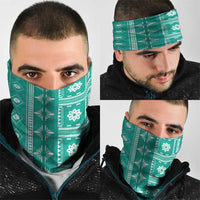 Fiji Masi All Teal Neck Gaiter Tapa Pattern LT01 - Polynesian Pride