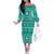 Fiji Masi All Teal Off The Shoulder Long Sleeve Dress Tapa Pattern - Polynesian Pride