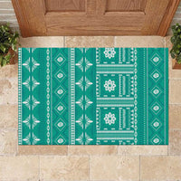 Fiji Masi All Teal Rubber Doormat Tapa Pattern LT01 Teal - Polynesian Pride