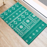 Fiji Masi All Teal Rubber Doormat Tapa Pattern LT01 - Polynesian Pride