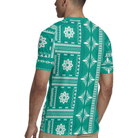 Fiji Masi All Teal Rugby Jersey Tapa Pattern - Polynesian Pride