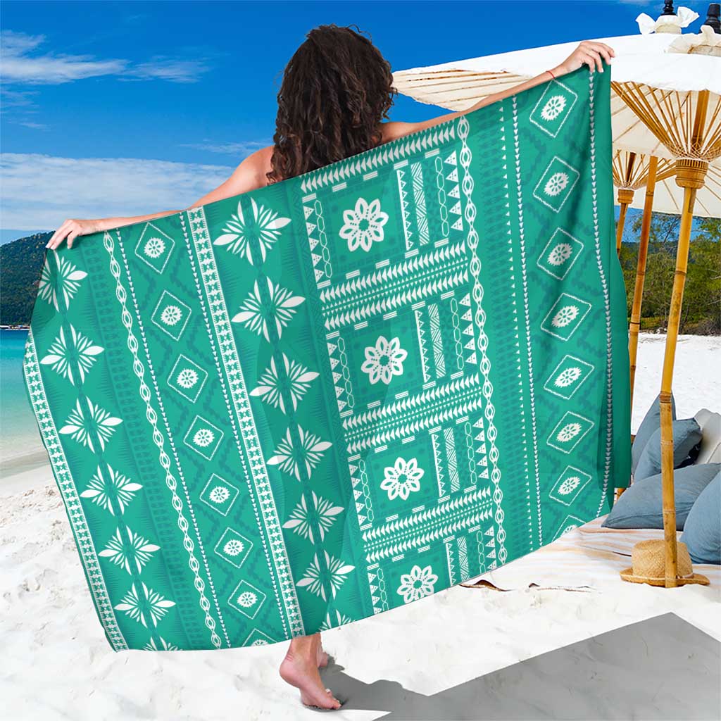 Fiji Masi All Teal Sarong Tapa Pattern LT01 One Size 44 x 66 inches Teal - Polynesian Pride