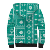 Fiji Masi All Teal Sherpa Hoodie Tapa Pattern LT01 - Polynesian Pride