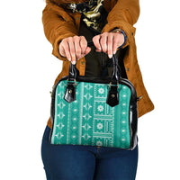 Fiji Masi All Teal Shoulder Handbag Tapa Pattern LT01 One Size Teal - Polynesian Pride