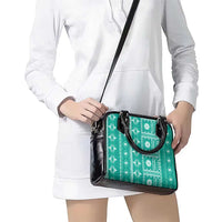 Fiji Masi All Teal Shoulder Handbag Tapa Pattern LT01 - Polynesian Pride