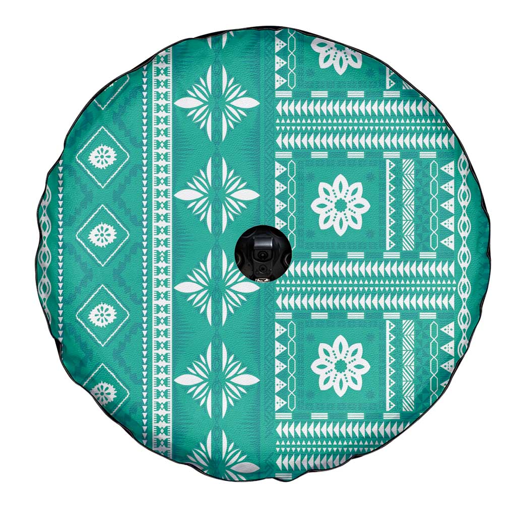 Fiji Masi All Teal Spare Tire Cover Tapa Pattern - Polynesian Pride