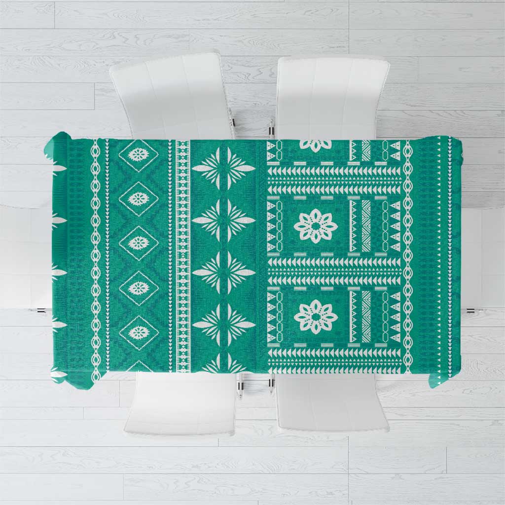 Fiji Masi All Teal Tablecloth Tapa Pattern LT01 Teal - Polynesian Pride
