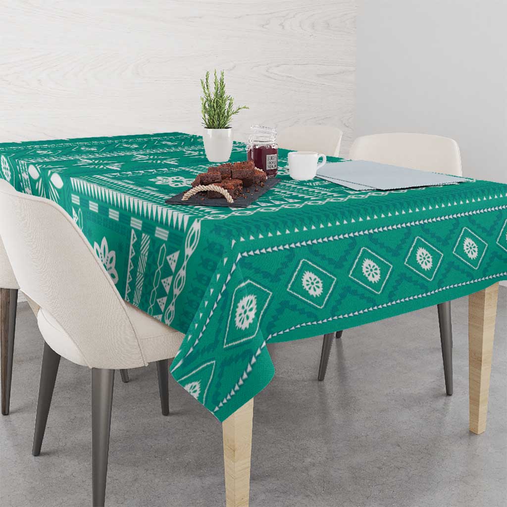 Fiji Masi All Teal Tablecloth Tapa Pattern LT01 - Polynesian Pride